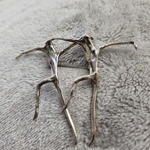 Vintage Unbranded Goldtone Modernist Dancers Brooch